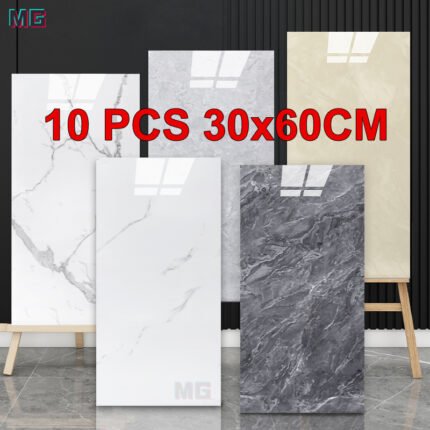 10PCS Contemporary Marble-Like Wall Decals Waterproof Self-Adhesive Decor Stickers for Kitchen and Bathroom